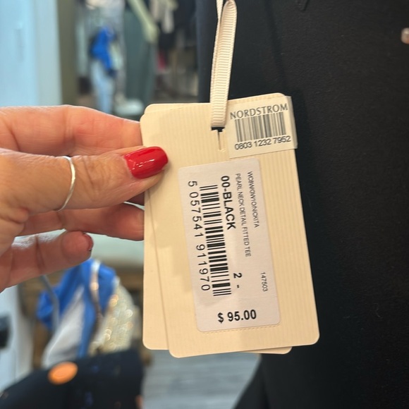 TED BAKER LONDON PEARL DETAIL scoop neck T-Shirt - Picture 8 of 8